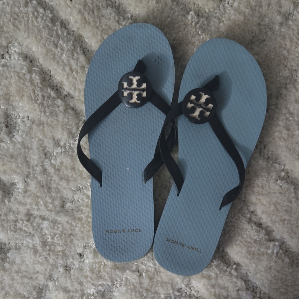 Tory Burch Light Blue Sandals with Black Straps